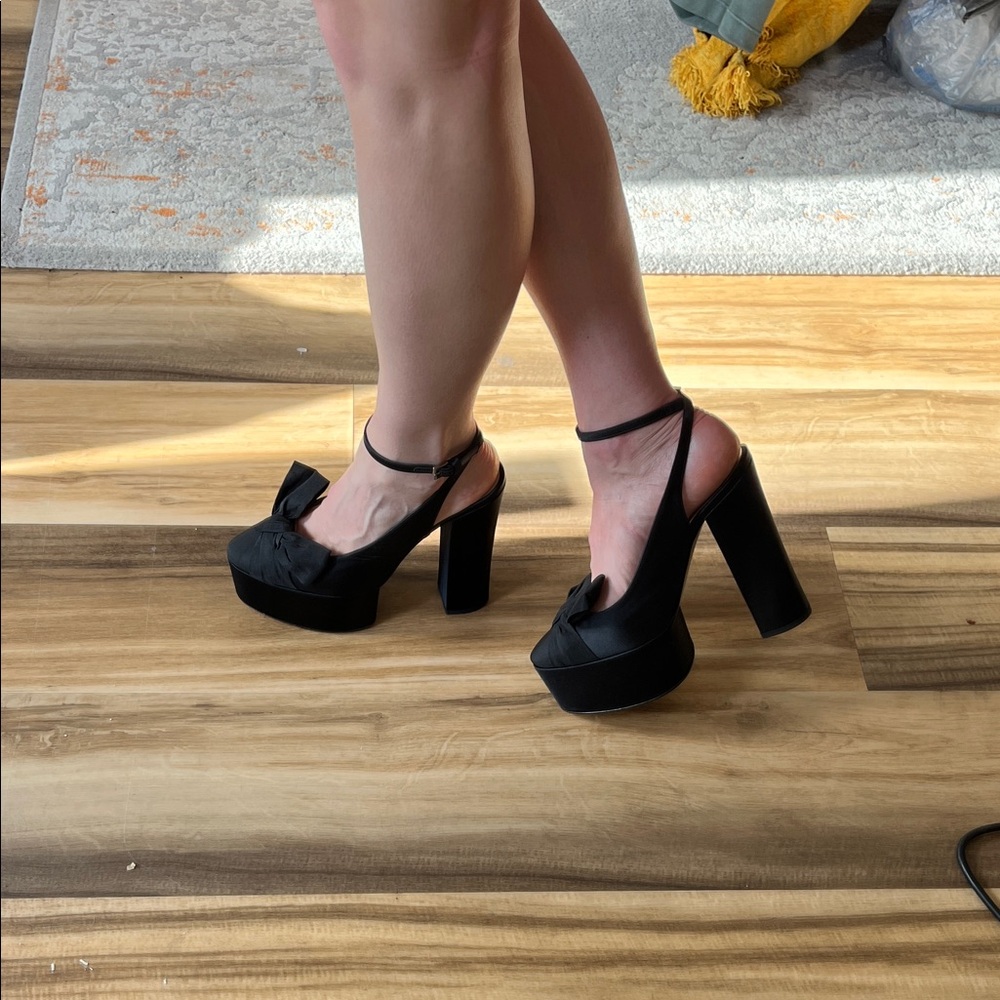 N21 Numero Ventuno Faille Seta 999 Nero Platform Heels EU 39 (US 8)‎ NWOT
